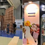 展示会デザイン会社と施工会社による展示会ブースの施工風景と完成ブース