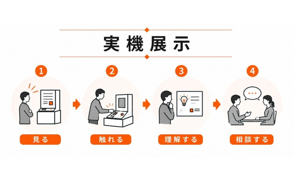 実機展示
①見る
②触れる
③理解する
④相談する